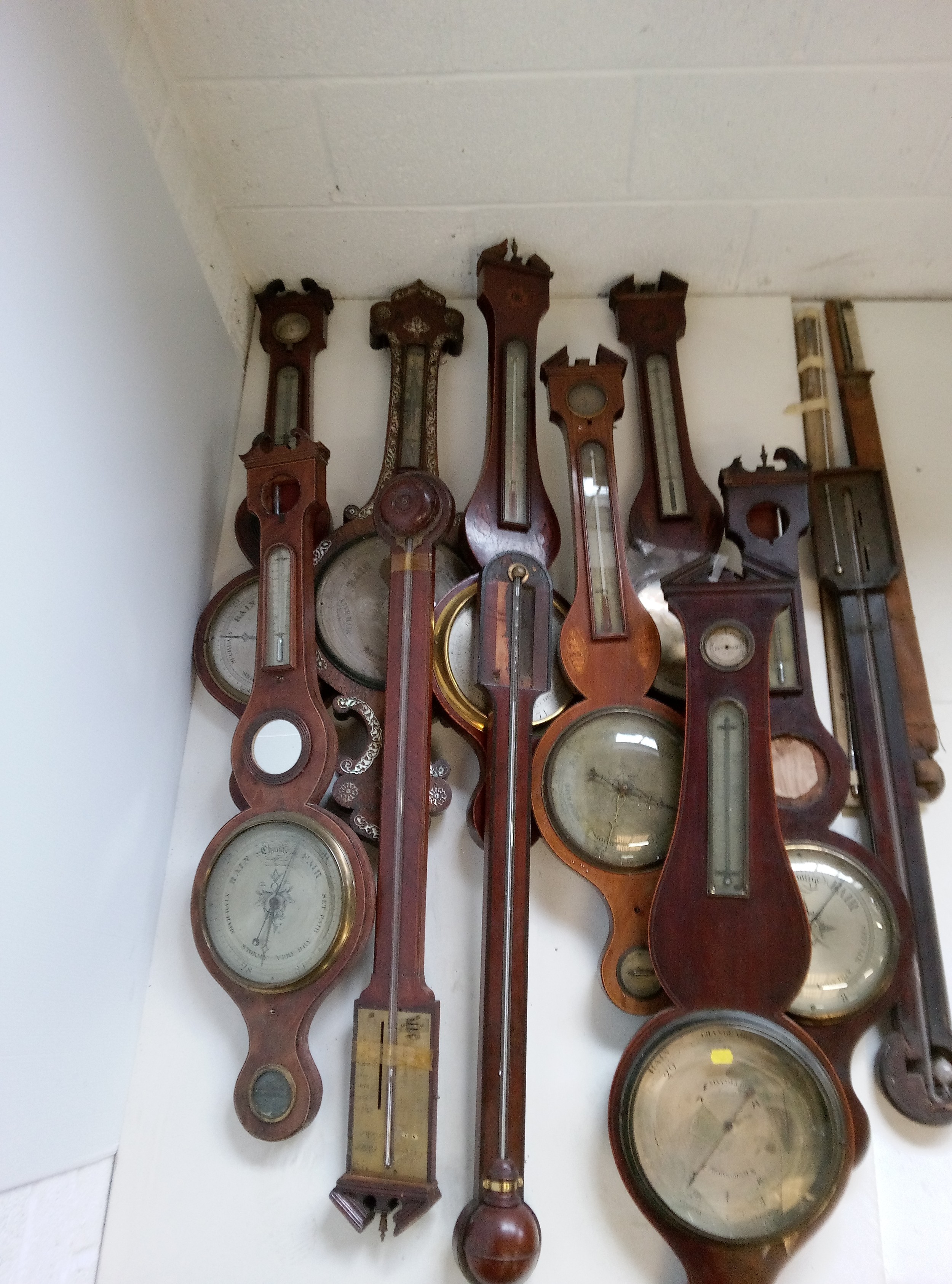 A Selection Of 9x Barometers In Need Of Repair/Restoration. Items Are