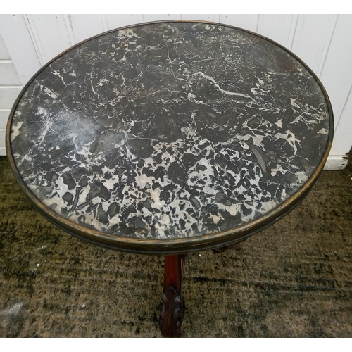 929 - Marble Topped Lamp Table on Carved Legs 77cm x 62cm x 62cm