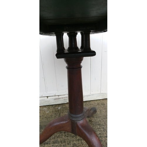 930 - Round Tilt Top Table on Centre Column and Tripod Legs with Pad  Feet 73cm x 90cm x 90cm