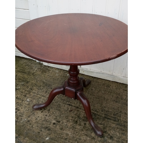 933 - Georgian Tilt Top Table on Turned Centre with Tripod Legs with Pad Feet