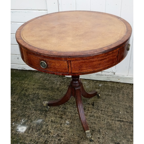 937 - Edwardian Leather Topped Drum Table