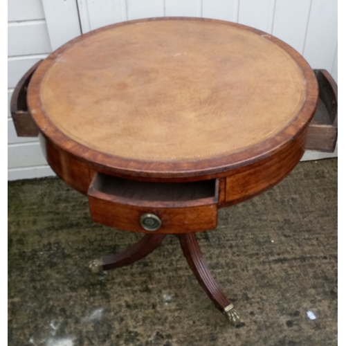 937 - Edwardian Leather Topped Drum Table