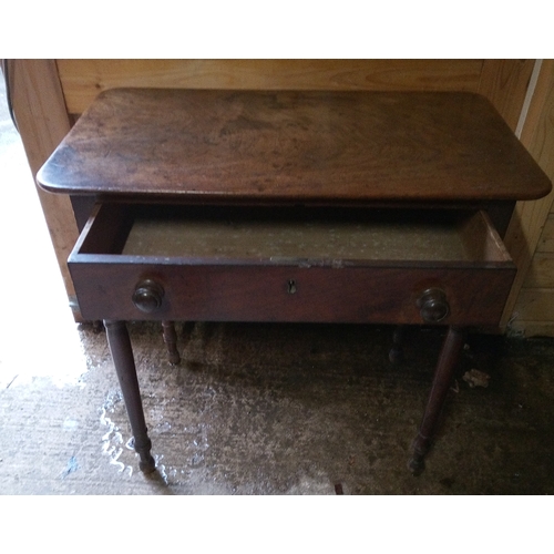 951 - Inlaid Side Table with Drawer on Turned Legs 73cm h x 77cm W x 44cm D