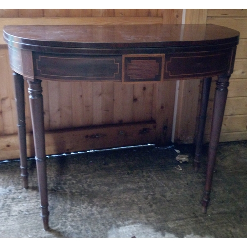 957 - An Antique  Inlaid Tea Table with fold out leaf 75cm H x 92xm W x 90cm Open