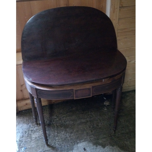 957 - An Antique  Inlaid Tea Table with fold out leaf 75cm H x 92xm W x 90cm Open