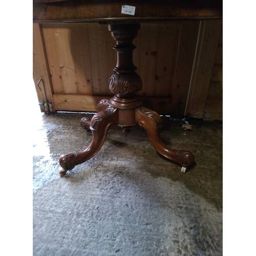 955 - Walnut Burr Folding Card Table on Carved Column and Carved Legs 75cm x 90cm x 45cm