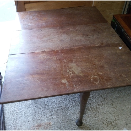 961 - Antique Rectangular Drop Leaf Table with Pad Feet 71cm x 107cm x 128cm Open and 38cm Closed