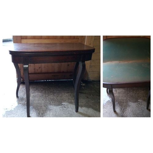 962 - Early 20th Century Card Table with Fold Over Top and  Splayed Legs 75cm x 87cm x 43cm Closed, 75cm O... 