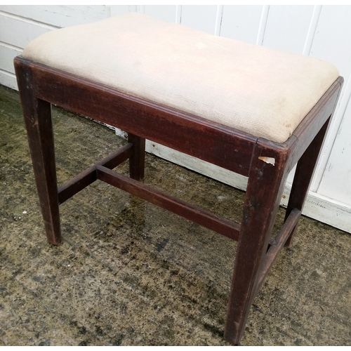 970 - Antique Upholstered Foot Stool 46cm x 49cm x 39cm