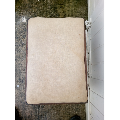 970 - Antique Upholstered Foot Stool 46cm x 49cm x 39cm