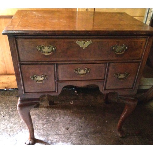 948 - Georgian Low Boy with Cabriole Legs, 4 Drawers with Carved Feet 70cm H x 69cm W x 44cm D