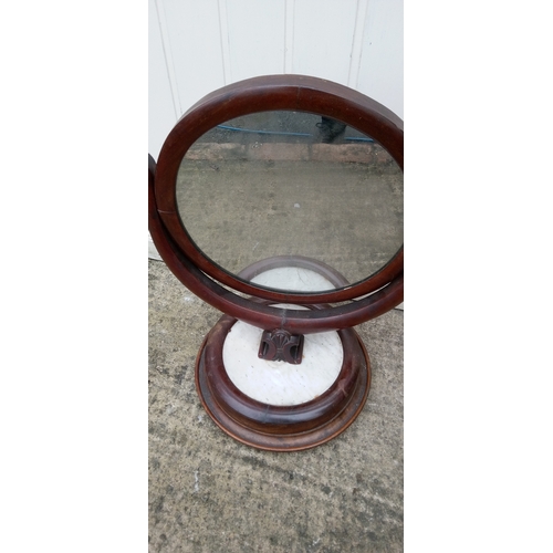 1271 - Dressing Table Mirror With Marble Inset Base.
38cm Diameter base (Damage to trim), 44cm Diameter Mir... 