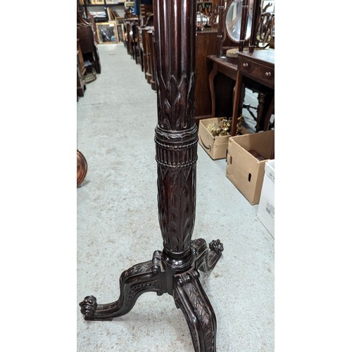 321 - A Mahogany Floor Torchiere with Reeded Column 183cm ( missing top)