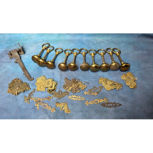 795 - An Assortment of Brass Escutcheon Plates and Handles etc.