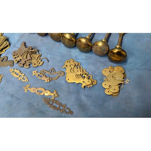 795 - An Assortment of Brass Escutcheon Plates and Handles etc.