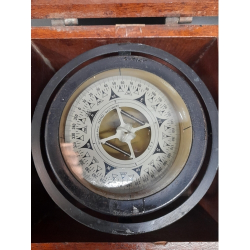 651D - A John E Hands and Sons Maritime Compass in Wooden Case.