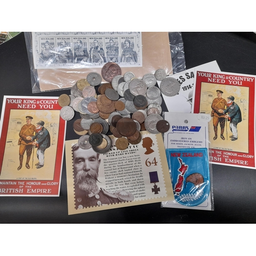 518 - A Large Collection of Coins, Stamps, Banknotes and Oddments including postcards and photographs of a... 