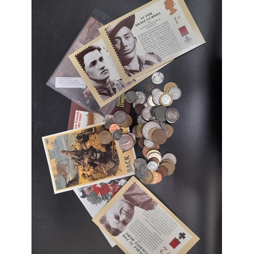 518 - A Large Collection of Coins, Stamps, Banknotes and Oddments including postcards and photographs of a... 