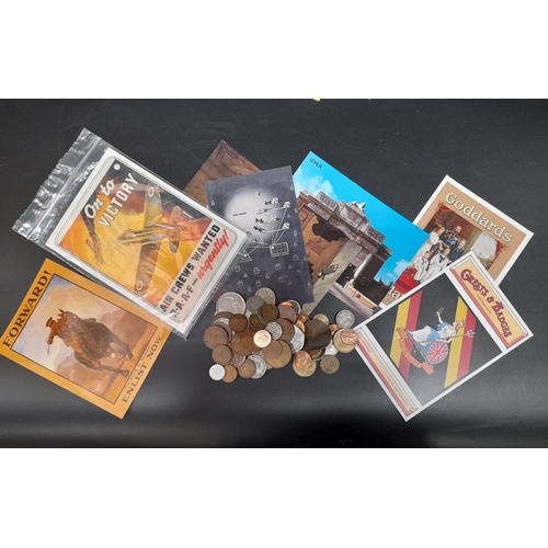 518 - A Large Collection of Coins, Stamps, Banknotes and Oddments including postcards and photographs of a... 