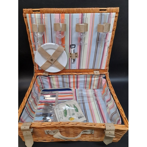 204 - A Large Wicker Picnic Hamper and Contents.