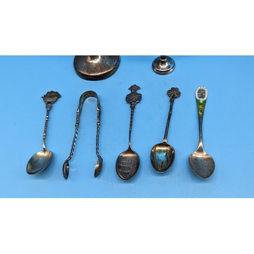 428 - An Assortment of Hallmarked Silver Stem Vases and Tea Spoons.