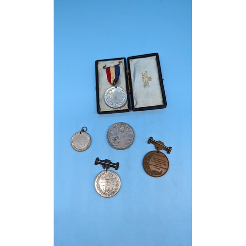 593 - Punctual Attendance Medals, King Edward, London and Dorset County Councils, Bedfordshire Education C... 