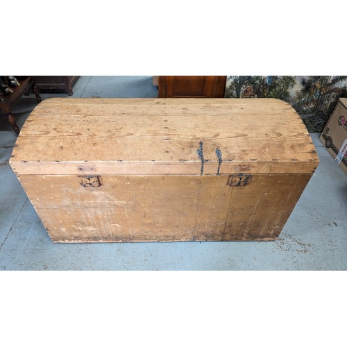 151 - A stripped pine domed chest 99 x 46 x47 cm