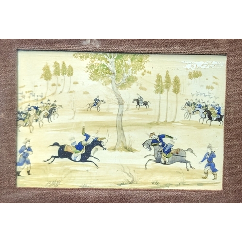 759 - A Persian Minature of Dualing Archers 22 x 18cm in frame.