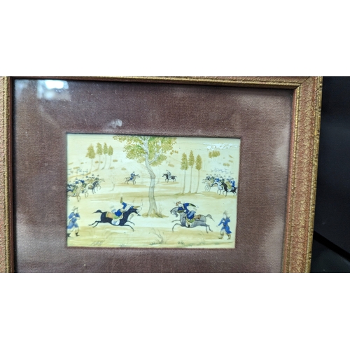 759 - A Persian Minature of Dualing Archers 22 x 18cm in frame.