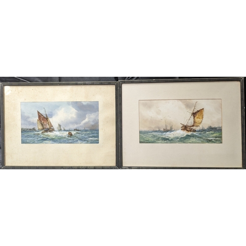 767 - A pair of watercolours of fishing boats by Unknown Dutch artist. - 38 x 27cm in frames