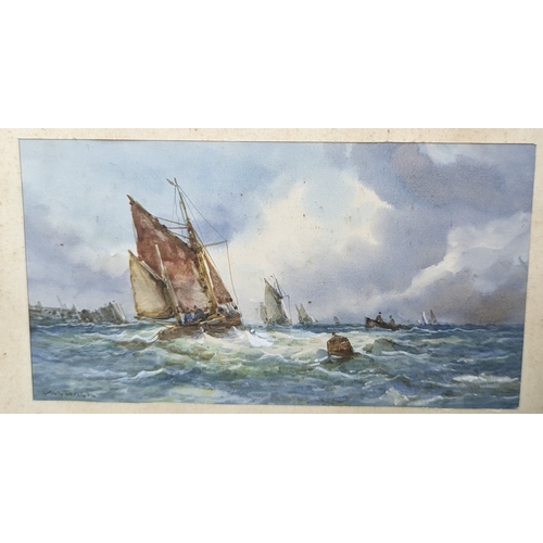 767 - A pair of watercolours of fishing boats by Unknown Dutch artist. - 38 x 27cm in frames