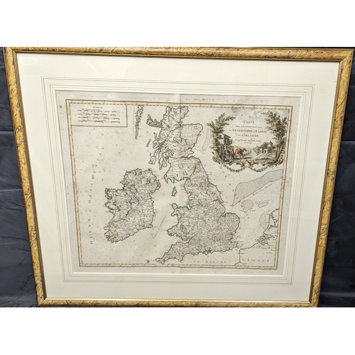 776 - A coloured engraved antique map of England, Scotland and Ireland by S. Roberts - 85 x 75cm in frame