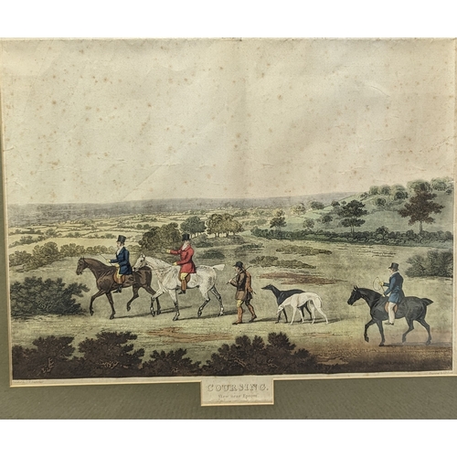 780 - 'Coursing' An 1820 hand coloured engraving 'A view of Lord Arden's Epsom' engraved by L. Pollard fro... 