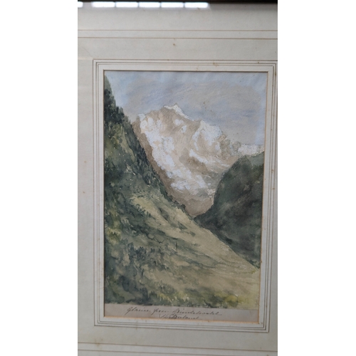 784 - A vintage Watercolour of a glacier. 47 x 37cm in frame