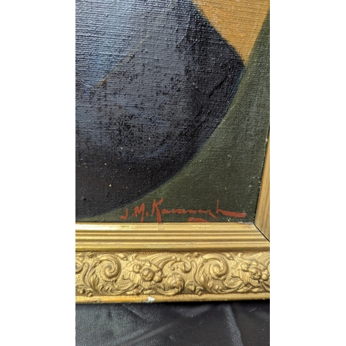 787 - An oil on canvas in a gilt frame of the Madonna - signed - 37 x 44cm