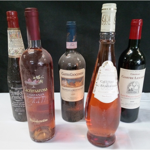 312 - A selection of 5 bottles of wine etc. including: 2011 Chateau De L'aumerade Cru; 2003 Brunello De Mo... 