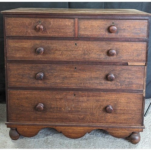 134 - A 5 drawer Oak Chest - 109W x 105H x 50D