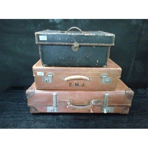 218 - Three Antique Suitcases.