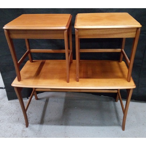 462 - A Mid Century Teak Nest of Three Tables.  50cm H x 97cm W x 47cm D.