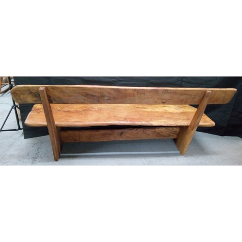 467 - Large Handmade Beech Bench. 88cm H x 196cm L x 56cm D.