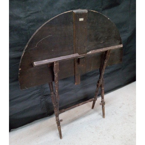 469 - A Thourton and Hearne Folding Campaign Table with Turned Legs. 64cm H x 97cm W x 97cm D.