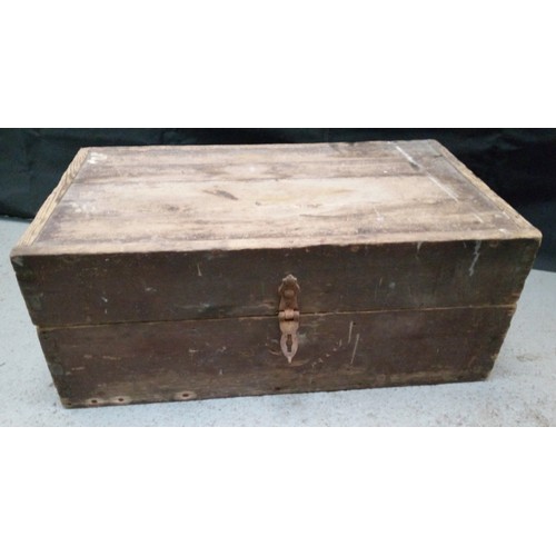 474 - Antique Wooden Trunk. 31cm H x 76cm W x 43cm D.