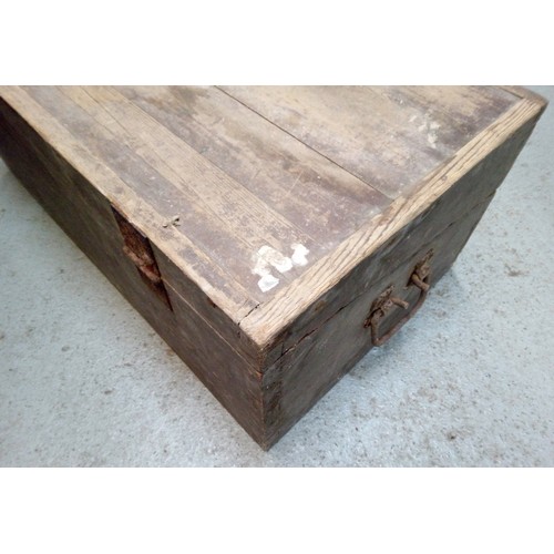 474 - Antique Wooden Trunk. 31cm H x 76cm W x 43cm D.