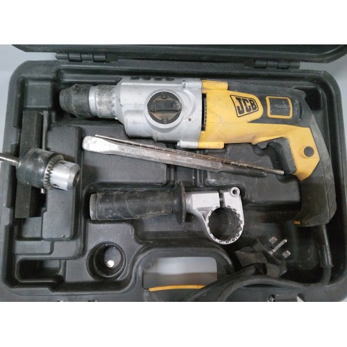 1596 - 240V JCB SDS Drill in carry case with attachments