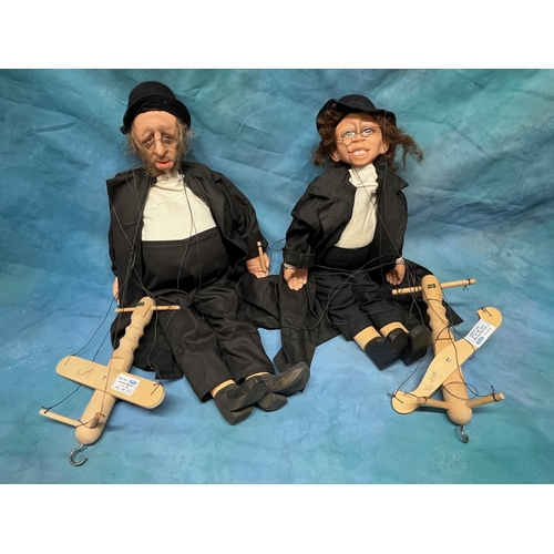 136 - Vintage Marionette Signed Hanza 96 - Jewish Lady and Man - Stringed and complete