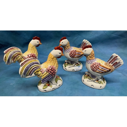 141 - 4x Staffordshire Porcelain decorative Cockerel ornaments