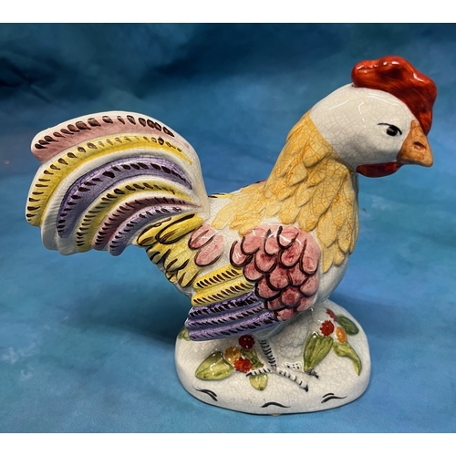 141 - 4x Staffordshire Porcelain decorative Cockerel ornaments