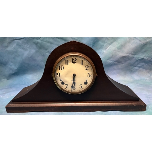 193 - Antique Gilbert mantle clock - some damage to face - 52 x 26cm