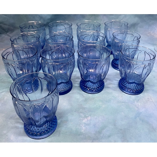 529 - 14x Handblown Glass Rose wine glasses, and 13x water glasses