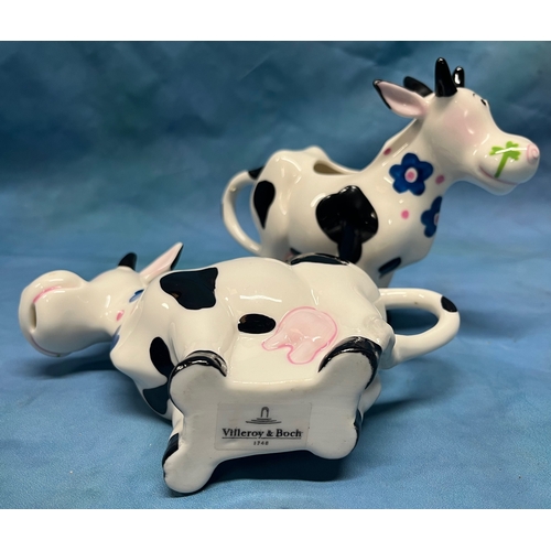 533 - Villeroy and Boch Black and white cow creamers